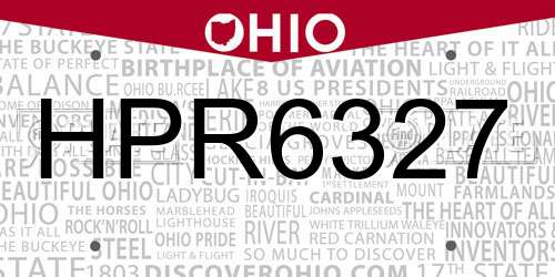 HPR6327 Ohio License Plate