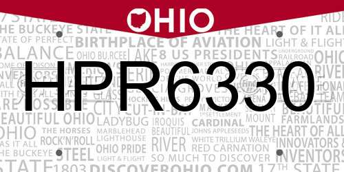 HPR6330 Ohio License Plate