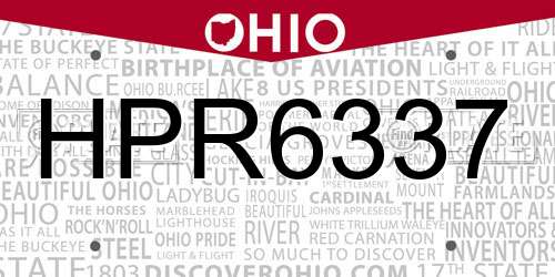 HPR6337 Ohio License Plate