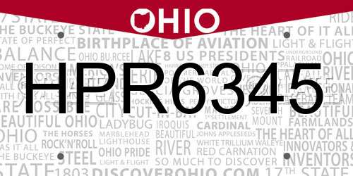 HPR6345 Ohio License Plate