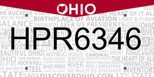 HPR6346 Ohio License Plate