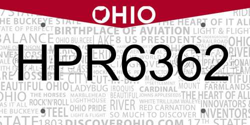 HPR6362 Ohio License Plate