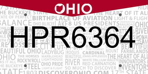 HPR6364 Ohio License Plate