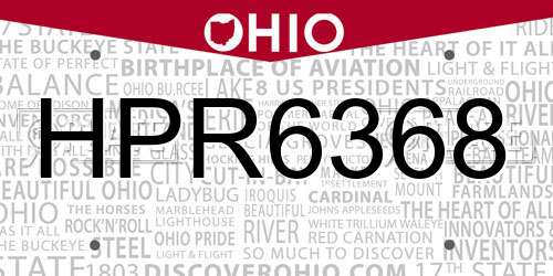 HPR6368 Ohio License Plate