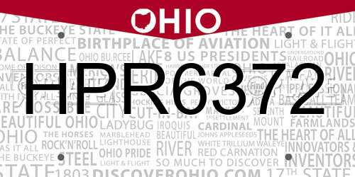 HPR6372 Ohio License Plate