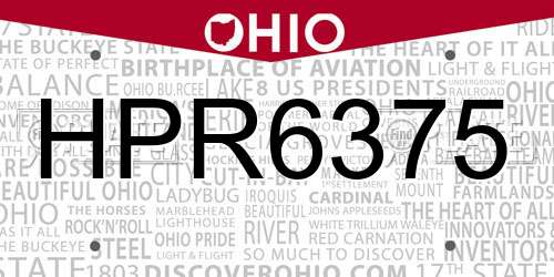 HPR6375 Ohio License Plate