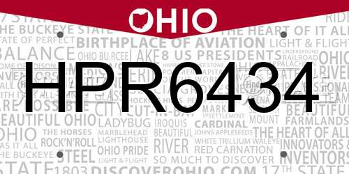 HPR6434 Ohio License Plate