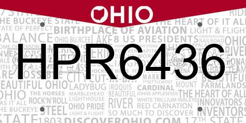 HPR6436 Ohio License Plate