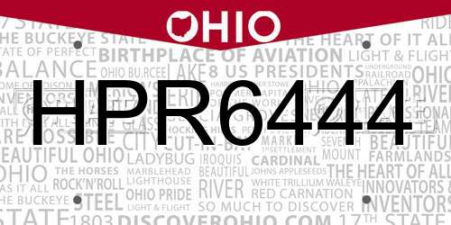 HPR6444 Ohio License Plate
