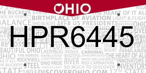 HPR6445 Ohio License Plate