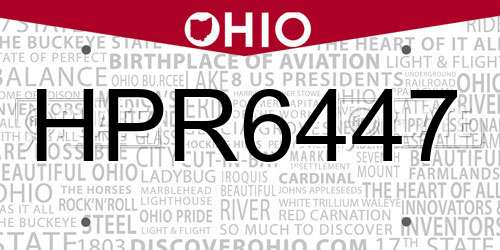HPR6447 Ohio License Plate