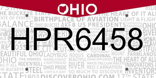 HPR6458 Ohio License Plate