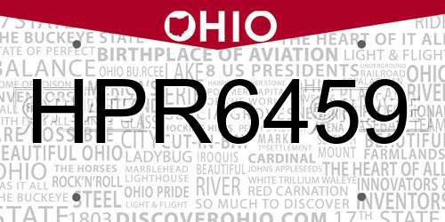 HPR6459 Ohio License Plate