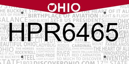 HPR6465 Ohio License Plate