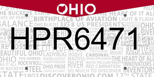 HPR6471 Ohio License Plate