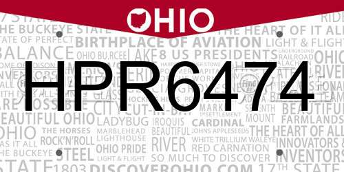 HPR6474 Ohio License Plate