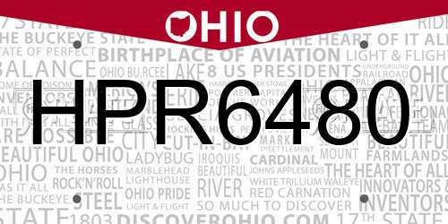 HPR6480 Ohio License Plate