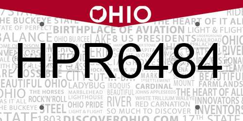 HPR6484 Ohio License Plate