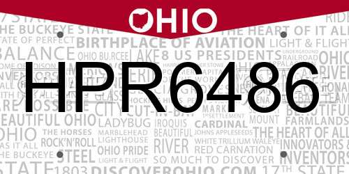 HPR6486 Ohio License Plate