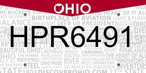 HPR6491 Ohio License Plate