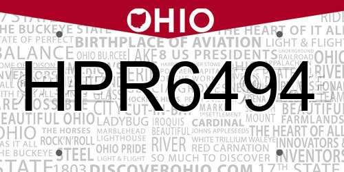 HPR6494 Ohio License Plate