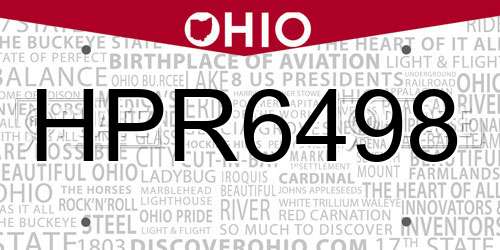 HPR6498 Ohio License Plate