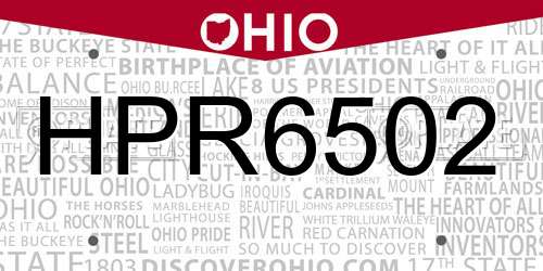 HPR6502 Ohio License Plate