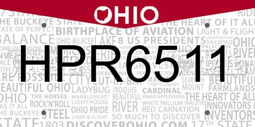 HPR6511 Ohio License Plate