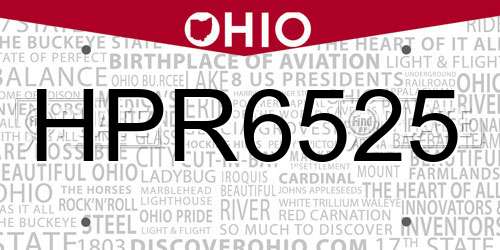 HPR6525 Ohio License Plate