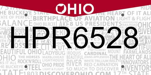 HPR6528 Ohio License Plate