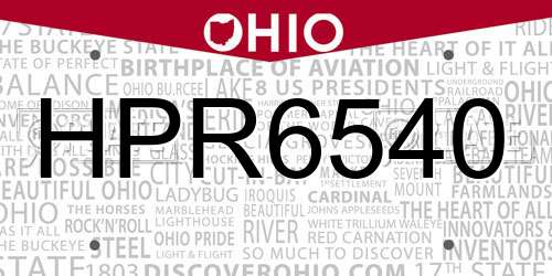 HPR6540 Ohio License Plate