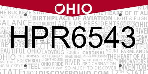 HPR6543 Ohio License Plate