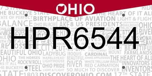 HPR6544 Ohio License Plate