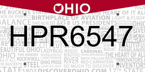 HPR6547 Ohio License Plate