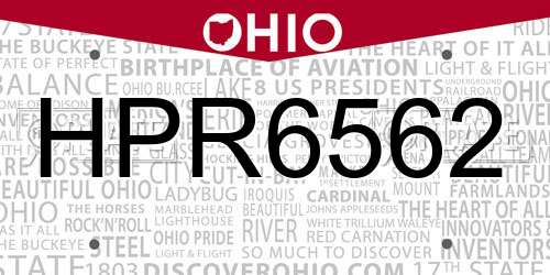 HPR6562 Ohio License Plate