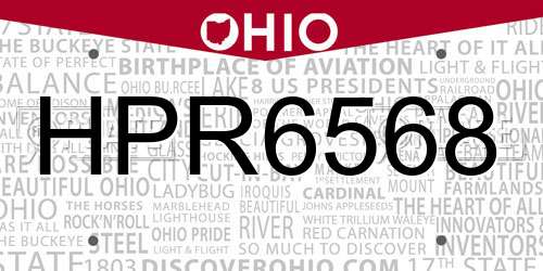 HPR6568 Ohio License Plate