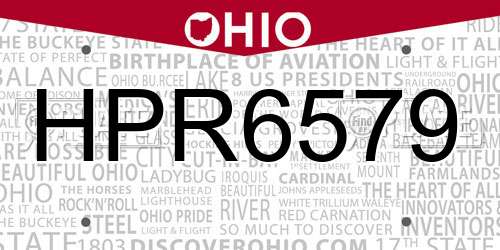 HPR6579 Ohio License Plate