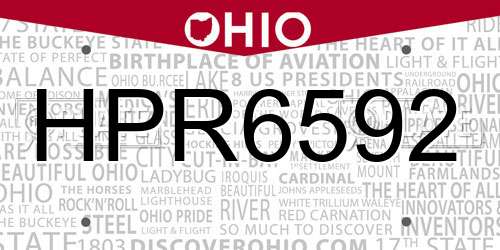 HPR6592 Ohio License Plate