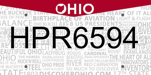 HPR6594 Ohio License Plate