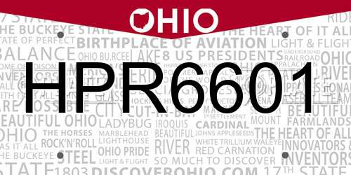 HPR6601 Ohio License Plate