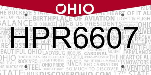 HPR6607 Ohio License Plate