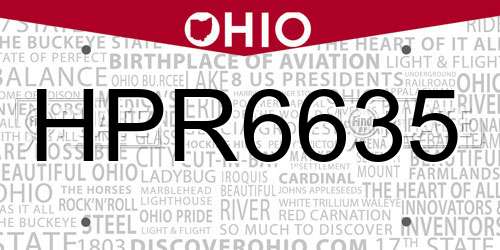 HPR6635 Ohio License Plate