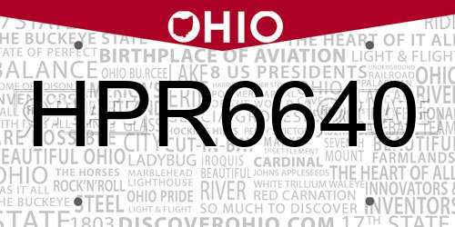 HPR6640 Ohio License Plate