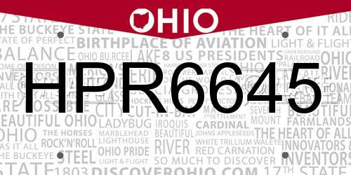 HPR6645 Ohio License Plate