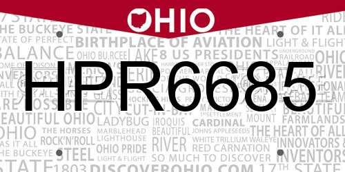 HPR6685 Ohio License Plate