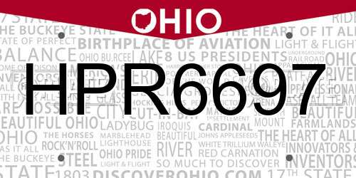 HPR6697 Ohio License Plate