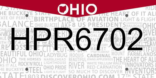 HPR6702 Ohio License Plate