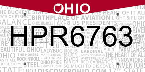 HPR6763 Ohio License Plate