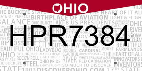 HPR7384 Ohio License Plate