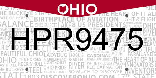 HPR9475 Ohio License Plate